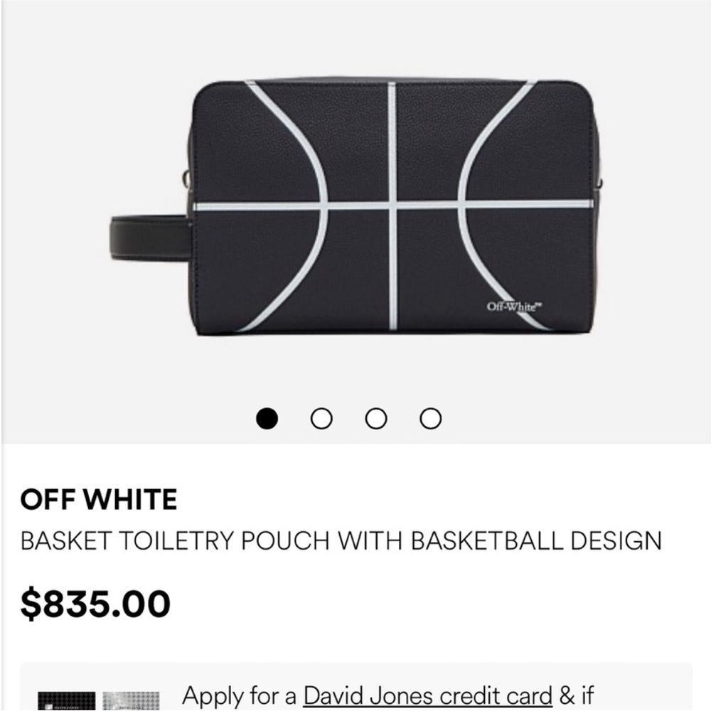 Off-White Black Toiletry Pouch with Basketball Design